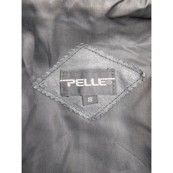 Vtg 80s Pelle Men's Small Leather & Suede Black Zip Moto Zebra Print Jacket - Picture 3 of 12